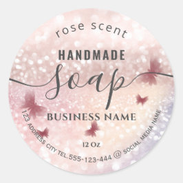 Luxury glittery romantic butterfly soap runder aufkleber