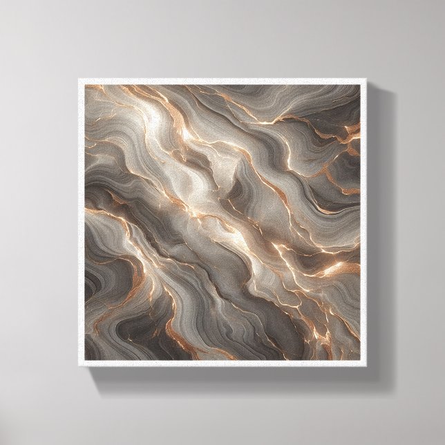 Luxury Glowing Gold Marble Abstract - Radiant Grey Leinwanddruck (Vorderseite)