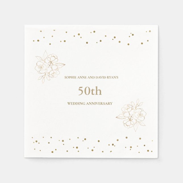 Luxury Gold 50. Hochzeitstag Serviette (Vorderseite)