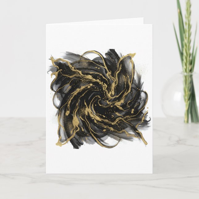 Luxury Gold and Black Abstract Marble  Karte (Vorderseite)