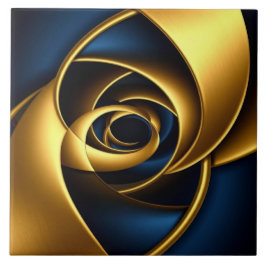 Luxury Gold and Navy Blue Spiral Abstract  Elegant Fliese