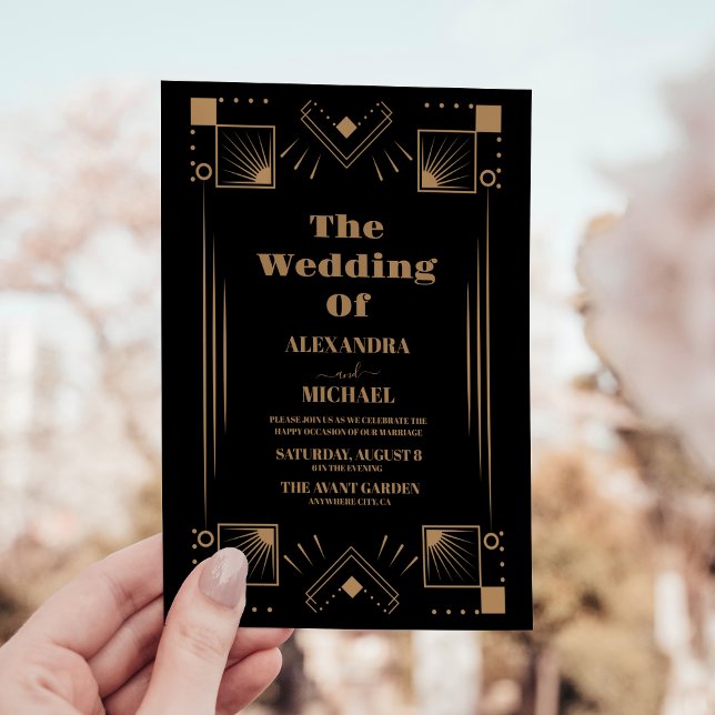 Luxury Gold Art Deco Große Hochzeit der 20er Jahre Einladung (Von Creator hochgeladen)
