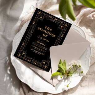 Luxury Gold Art Deco Große Hochzeit der 20er Jahre Einladung