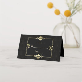 Luxury Gold Black Art Deco 1920er Hochzeit Platzkarte