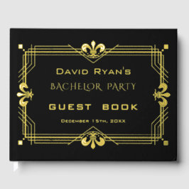 Luxury Gold Black Art Deco 20s Bachelor Party Gästebuch