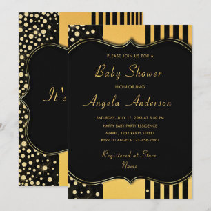 Luxury Gold Black Baby Boy Einladung