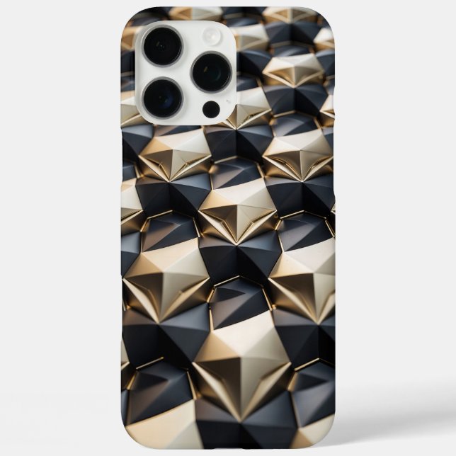 Luxury Gold Black Geometric 3D Muster Case-Mate iPhone Hülle (Rückseite)