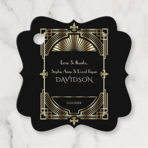 Luxury Gold Black Great Gatsby Roaring 20er Hochze Geschenkanhänger
