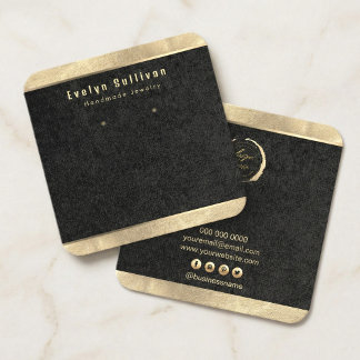 Luxury Gold & Black Jewelry Display Card – Minimal Quadratische Visitenkarte
