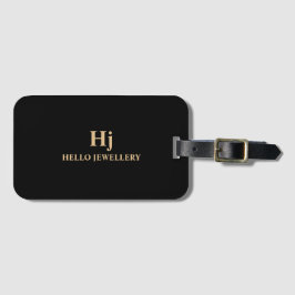 Luxury Gold Black Monogram Minimal Gepäckanhänger