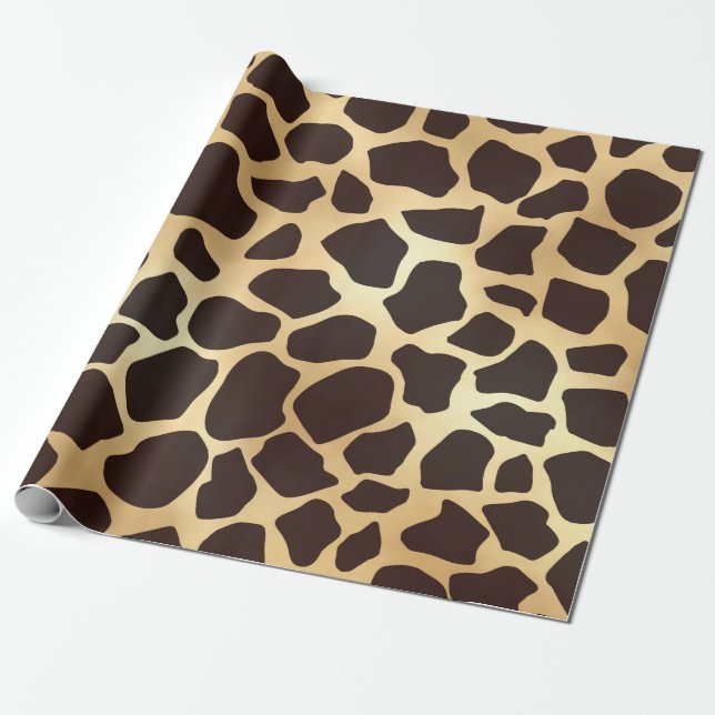 Luxury Gold Brown Giraffe Tierdruckmuster Geschenkpapier (Ungerollt)