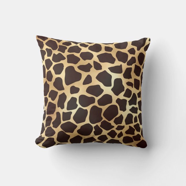 Luxury Gold Brown Giraffe Tierdruckmuster Kissen (Vorderseite)