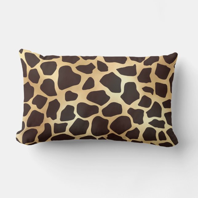 Luxury Gold Brown Giraffe Tierdruckmuster Lendenkissen (Vorderseite)
