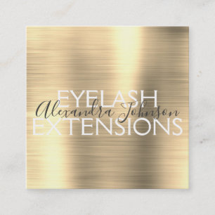 Luxury Gold Brushed Metal Eyelash Erweiterungen Quadratische Visitenkarte