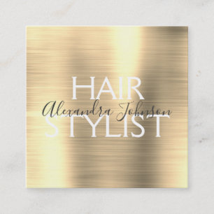 Luxury Gold Brushed Metal Haar Stylist Quadratische Visitenkarte