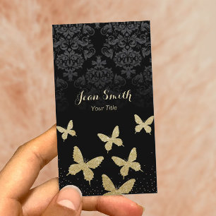 Luxury Gold Butterfells Dark Damask Business Cards Visitenkarte