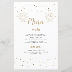 Luxury Gold Confetti 50th Wedding Anniversary Menu
