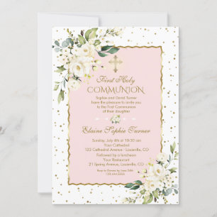 Luxury Gold Confetti White Floral Heilige Kommune Einladung