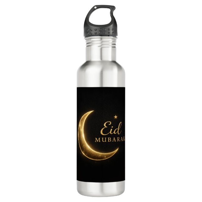 Luxury Gold Crescent Eid Mubarak Bottle Modern Isl Edelstahlflasche (Vorderseite)
