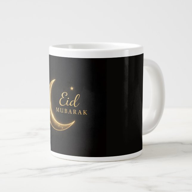 Luxury Gold Crescent Eid Mubarak Mug – Modern Isla Jumbo-Tasse (Vorderseite Rechts)