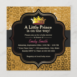 Luxury Gold Crown Little Prince Baby Dusche Einladung
