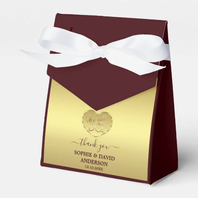 Luxury Gold Deep Burgundy Wedding Anniversary  Geschenkschachtel (Vorderseite)