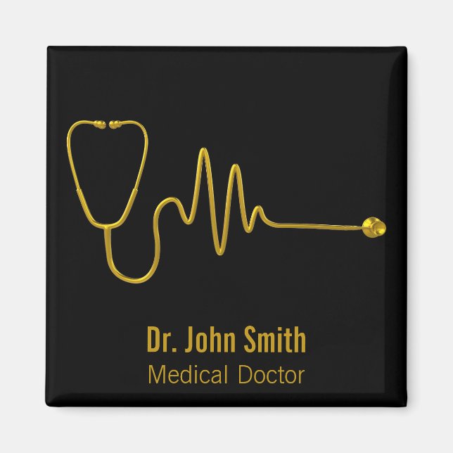 Luxury Gold ECG Wave EKG Line Stethoscope Medical Magnet (Vorne)