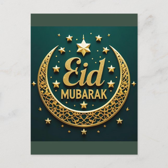 Luxury Gold Eid Mubarak Postkarte (Vorderseite)