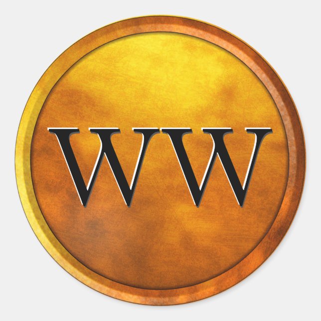 Luxury Gold Embossed Monogram Runder Aufkleber (Vorderseite)