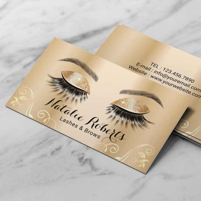 Luxury Gold Eyelash Extensions Salon Makeup Artist Visitenkarte (Von Creator hochgeladen)