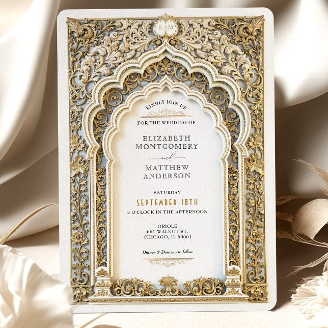 Luxury Gold Filigree Wedding Verziert Arch Einladung (Von Creator hochgeladen)