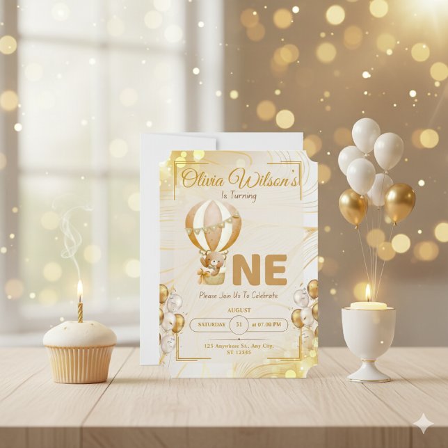 Luxury Gold First Birthday Elegant Baby Party Einladung (Von Creator hochgeladen)
