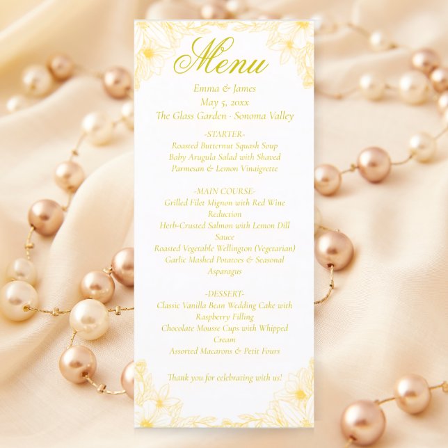 Luxury Gold Floral Wedding Card Menükarte (Von Creator hochgeladen)