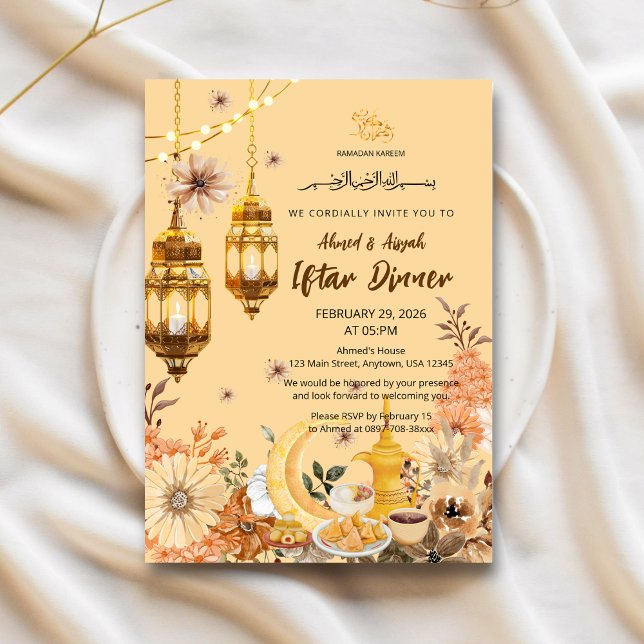 Luxury Gold flowwer Ramadan iftar invitation Einladung (Von Creator hochgeladen)