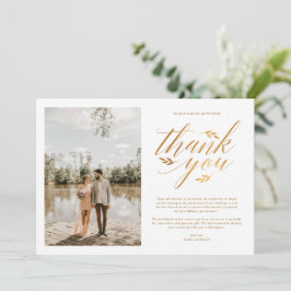 Luxury Gold Foil Calligraphy Foto Wedding Dankeskarte