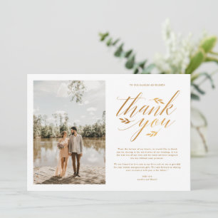 Luxury Gold Foil Calligraphy Foto Wedding Dankeskarte