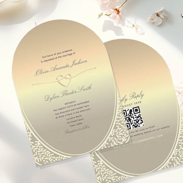 Luxury Gold Foil Hochzeitsempfang mit QR Code Einladung (Von Creator hochgeladen)