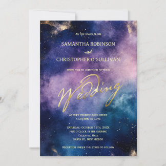 Luxury Gold Foil Starry Night Wedding Einladung