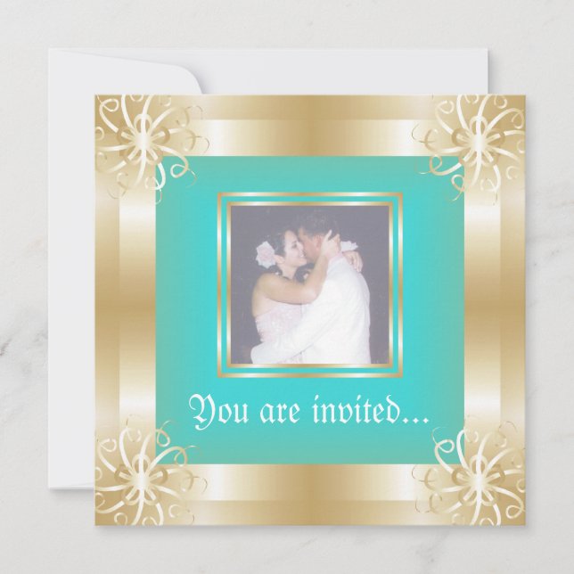 Luxury Gold Frame Wedding Foto Einladungen