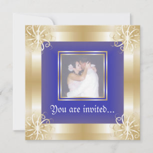 Luxury Gold Frame Wedding Foto Einladungen