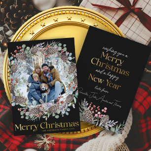 Luxury Gold Frohe Weihnachten & Wreath Folien Feiertagskarte