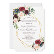 Luxury Gold Geometric Burgundy Verlobung