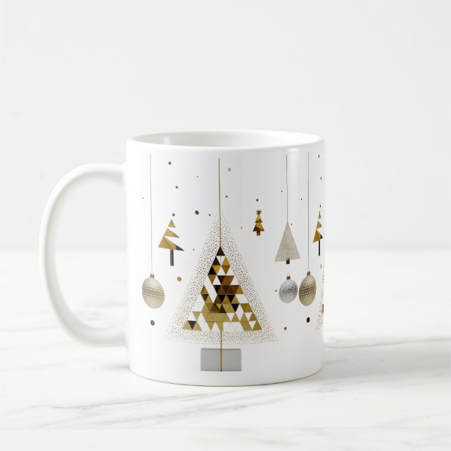 Luxury Gold Geometric Triangle Tree Classic Mug  Kaffeetasse (Links)