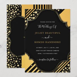 Luxury Gold Gerahmt Black Golden Wedding Einladung
