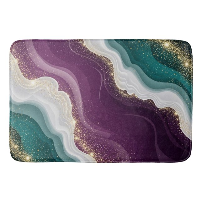 Luxury Gold Glitter Marble Pattern Badematte (Vorderseite)