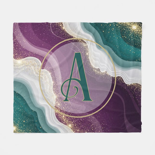 Luxury Gold Glitter Marble Pattern Fleecedecke (Vorderseite (Horizontal))