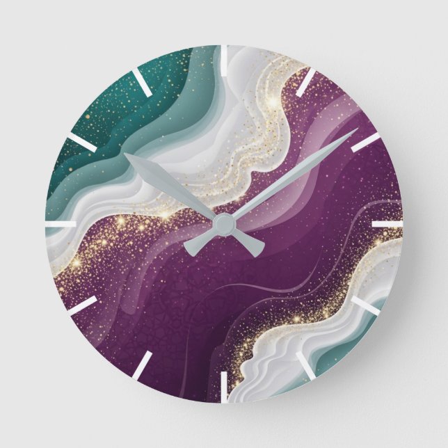 Luxury Gold Glitter Marble Pattern Runde Wanduhr (Vorderseite)