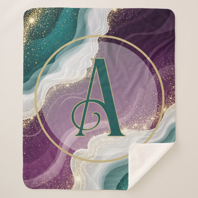 Luxury Gold Glitter Marble Pattern Sherpadecke (Vorderseite)