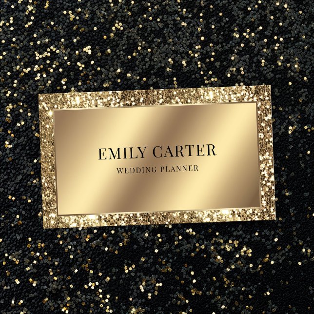 Luxury Gold Glitzer Imitats Metallic QR Code Stilv Visitenkarte (Von Creator hochgeladen)