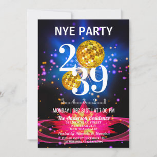 Luxury Gold Glitzer Silvester Party Einladung